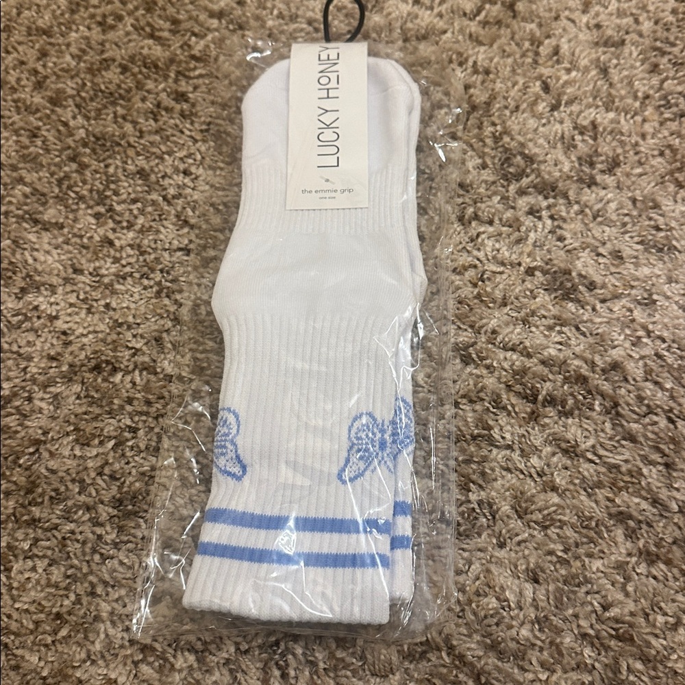 NEW Lucky Honey Grip Socks Pilates Yoga Barre Butterfly - Picture 4 of 5